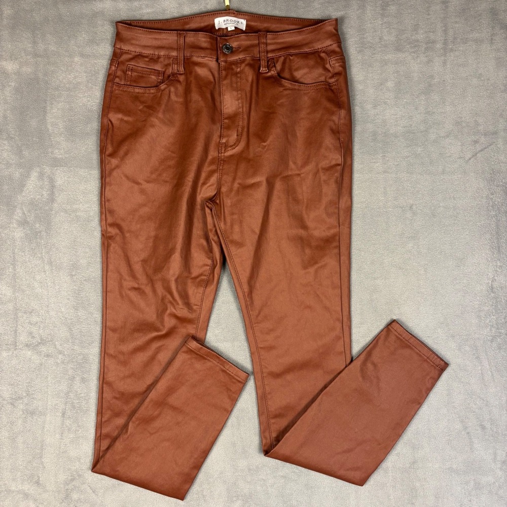 J. Brooks Boutique Rust Brown Coated Skinny Pants High Rise Size L